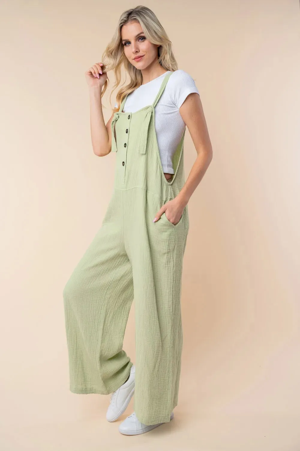 White Birch Texture Sleeveless Wide Leg Jumpsuit sold by Unique Kulture product image thumbnail 3