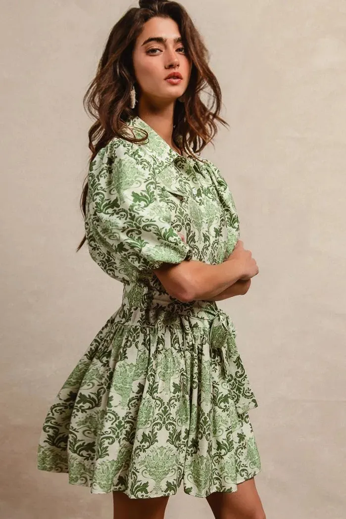 BiBi Tied Floral Short Sleeve Mini Shirt Dress sold by Unique Kulture product image thumbnail 3