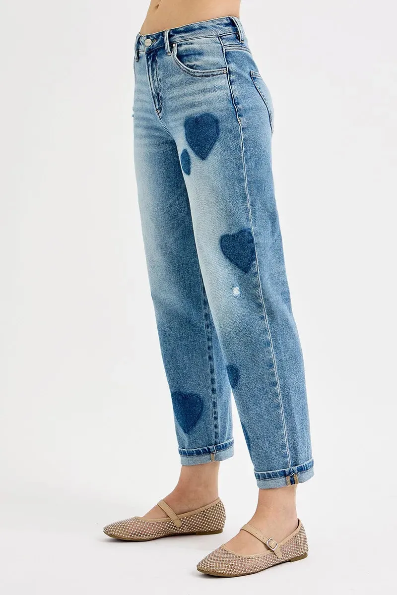 RISEN Full Size Mid Rise Fit-boyfriend Heart Shade Jeans Plus Size sold by Unique Kulture product image thumbnail 4