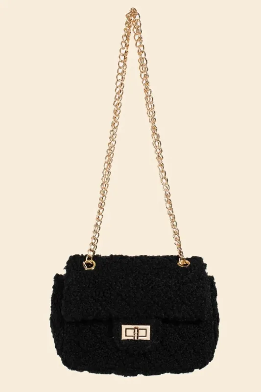 Fame Faux Fur Rectangle Crossbody Bag sold by Unique Kulture
