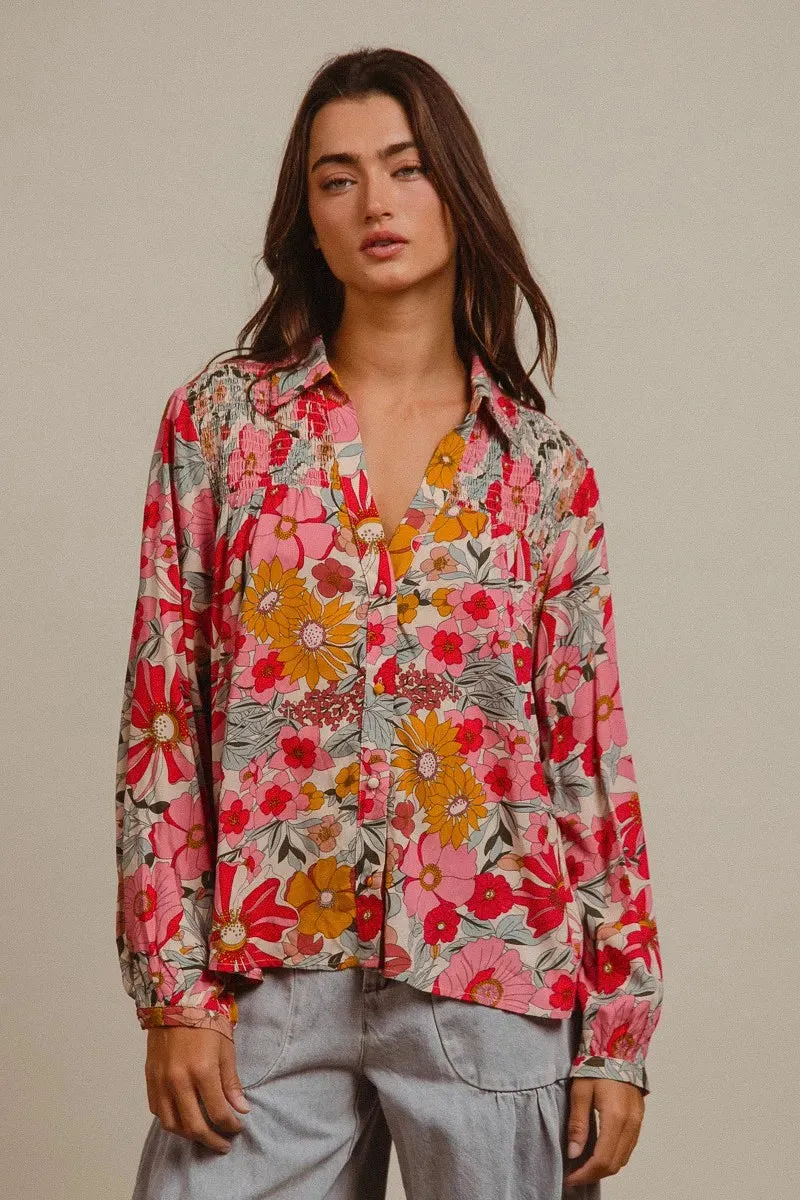 BiBi Woven Floral Printed Shirt Top sold by Unique Kulture product image thumbnail 2