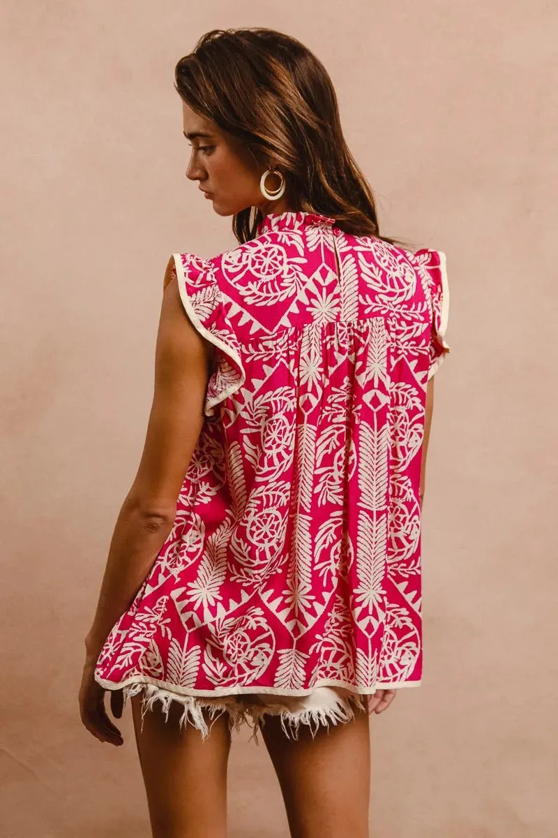 BiBi Printed Ruffle Sleeve Top sold by Unique Kulture product image thumbnail 5