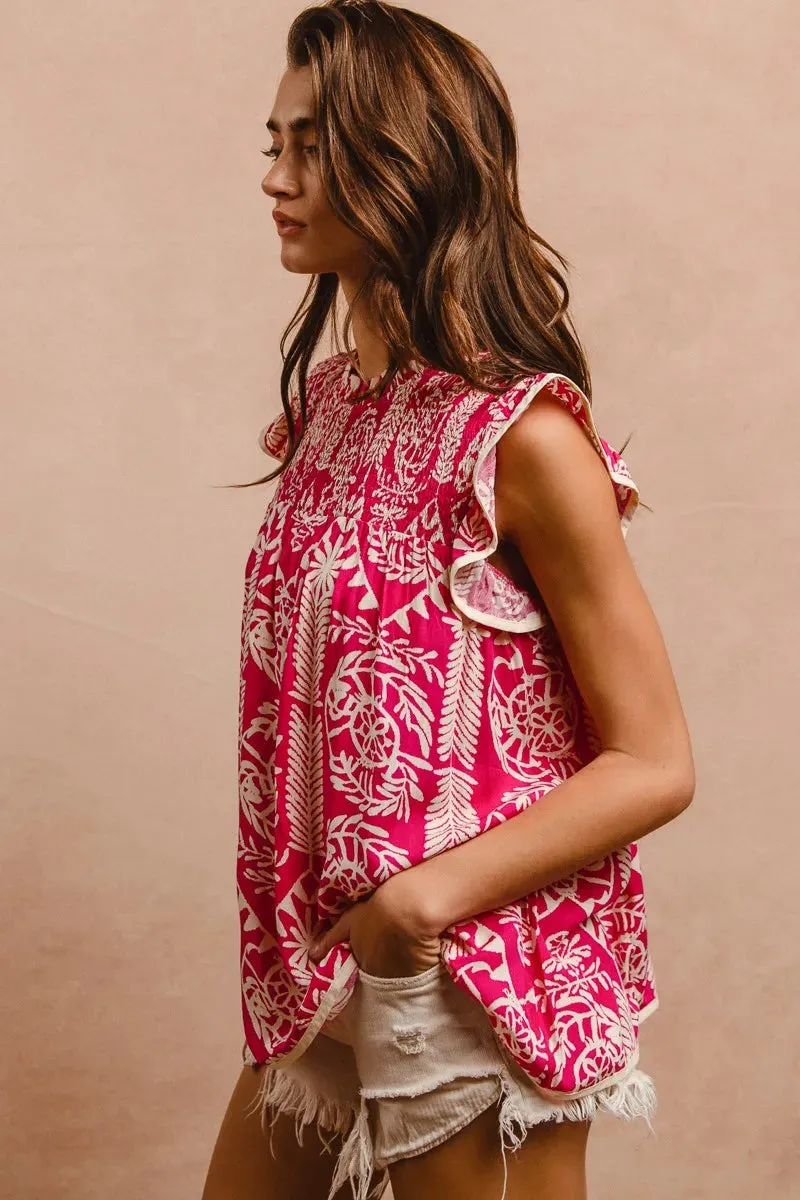 BiBi Printed Ruffle Sleeve Top sold by Unique Kulture product image thumbnail 4