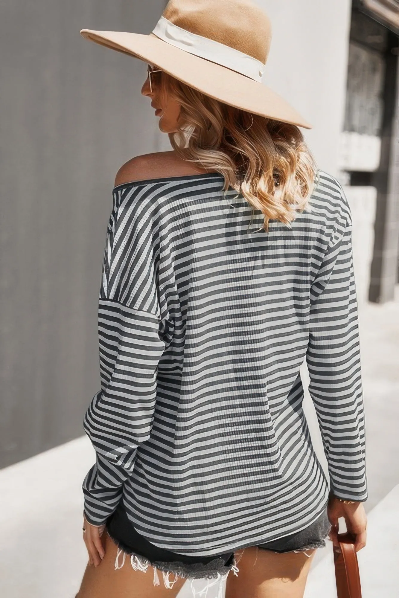 V Neck Short Sleeve Striped Tunic Shirt sold by Unique Kulture product image thumbnail 4