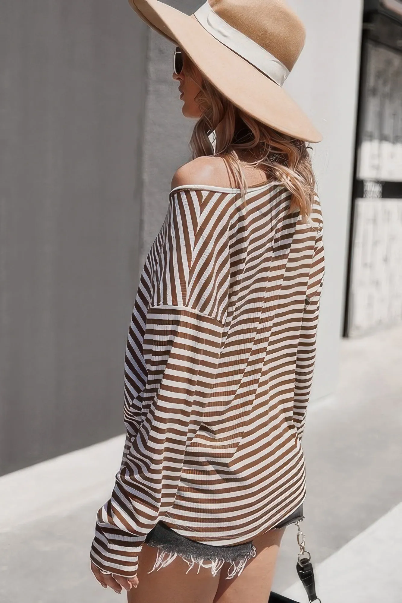 V Neck Short Sleeve Striped Tunic Shirt sold by Unique Kulture product image thumbnail 2