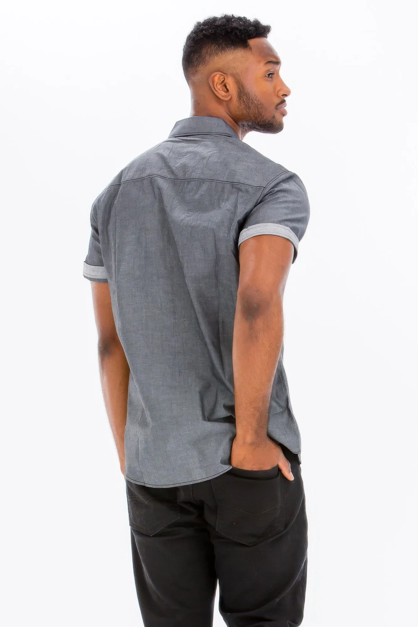 Men's Casual Short Sleeve Two Tone Shirts sold by Unique Kulture product image thumbnail 5