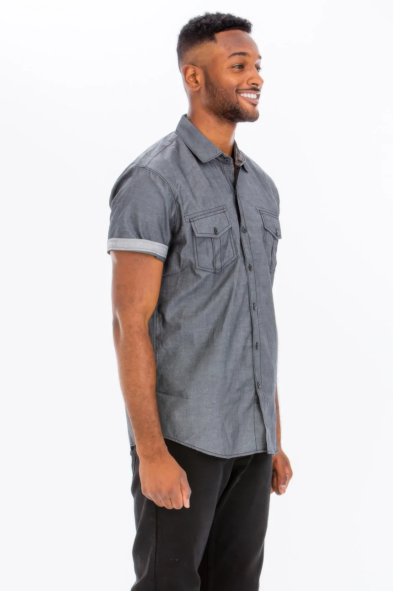 Men's Casual Short Sleeve Two Tone Shirts sold by Unique Kulture product image thumbnail 4