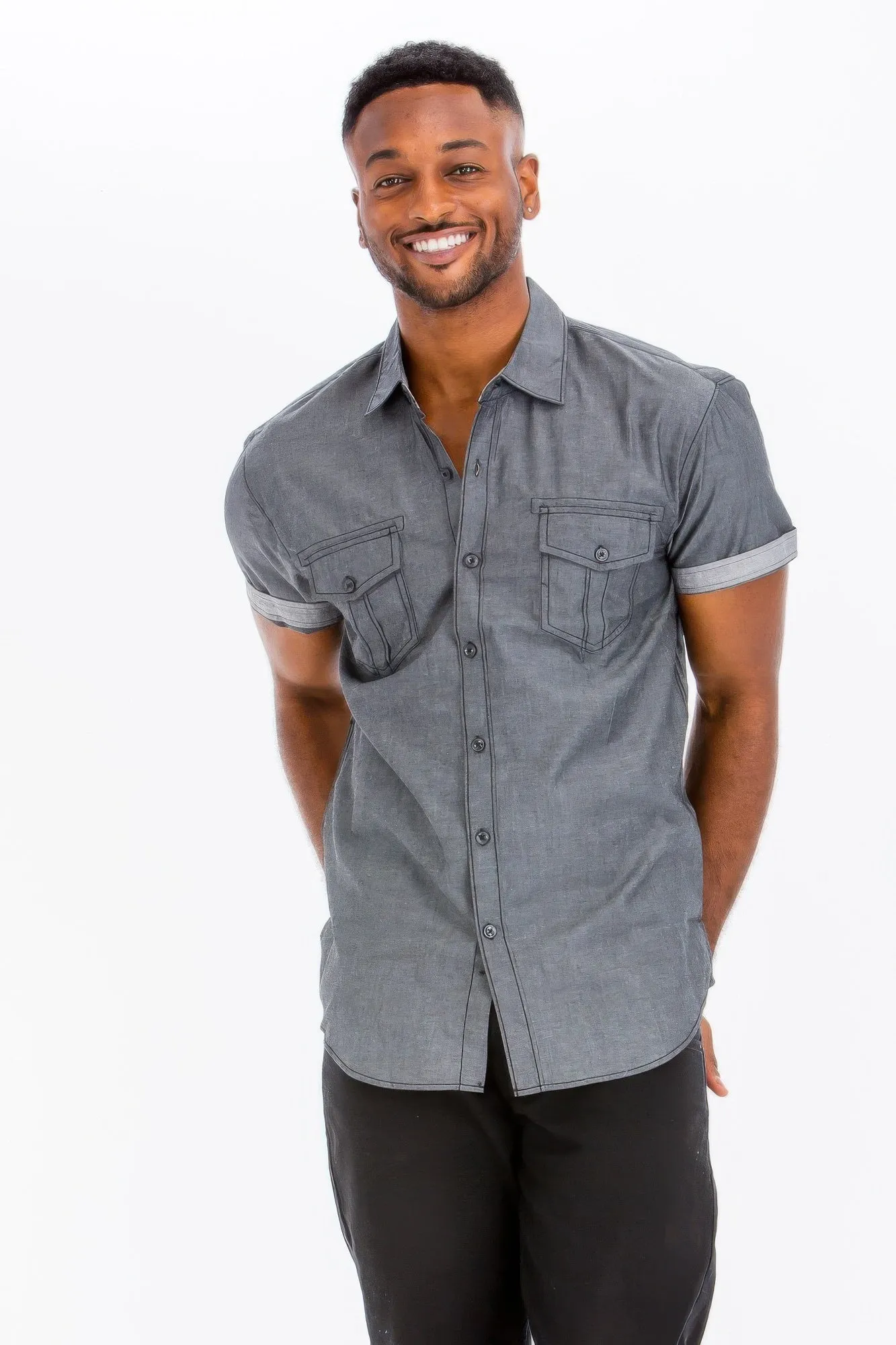 Men's Casual Short Sleeve Two Tone Shirts sold by Unique Kulture