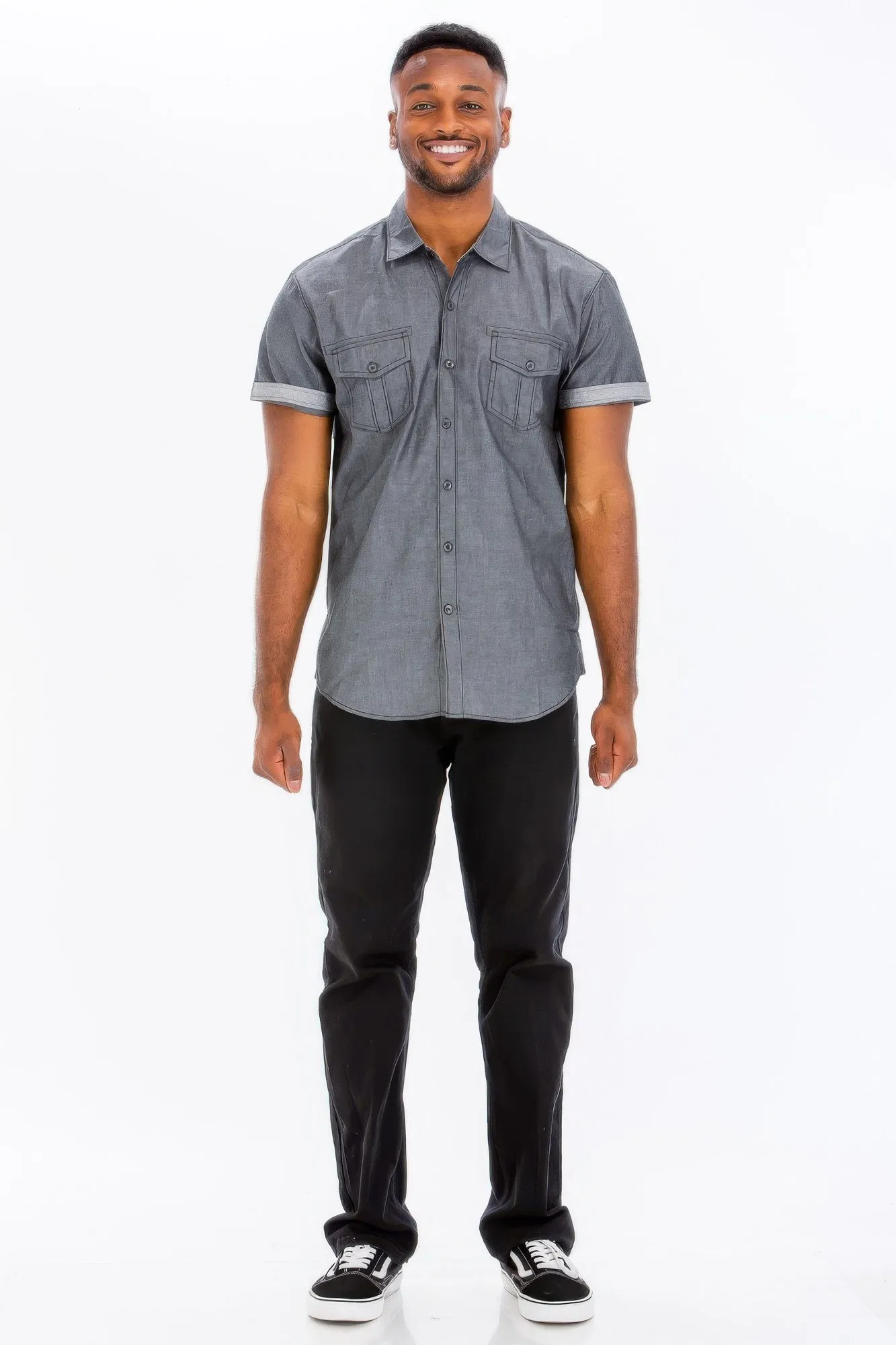 Men's Casual Short Sleeve Two Tone Shirts sold by Unique Kulture product image thumbnail 2