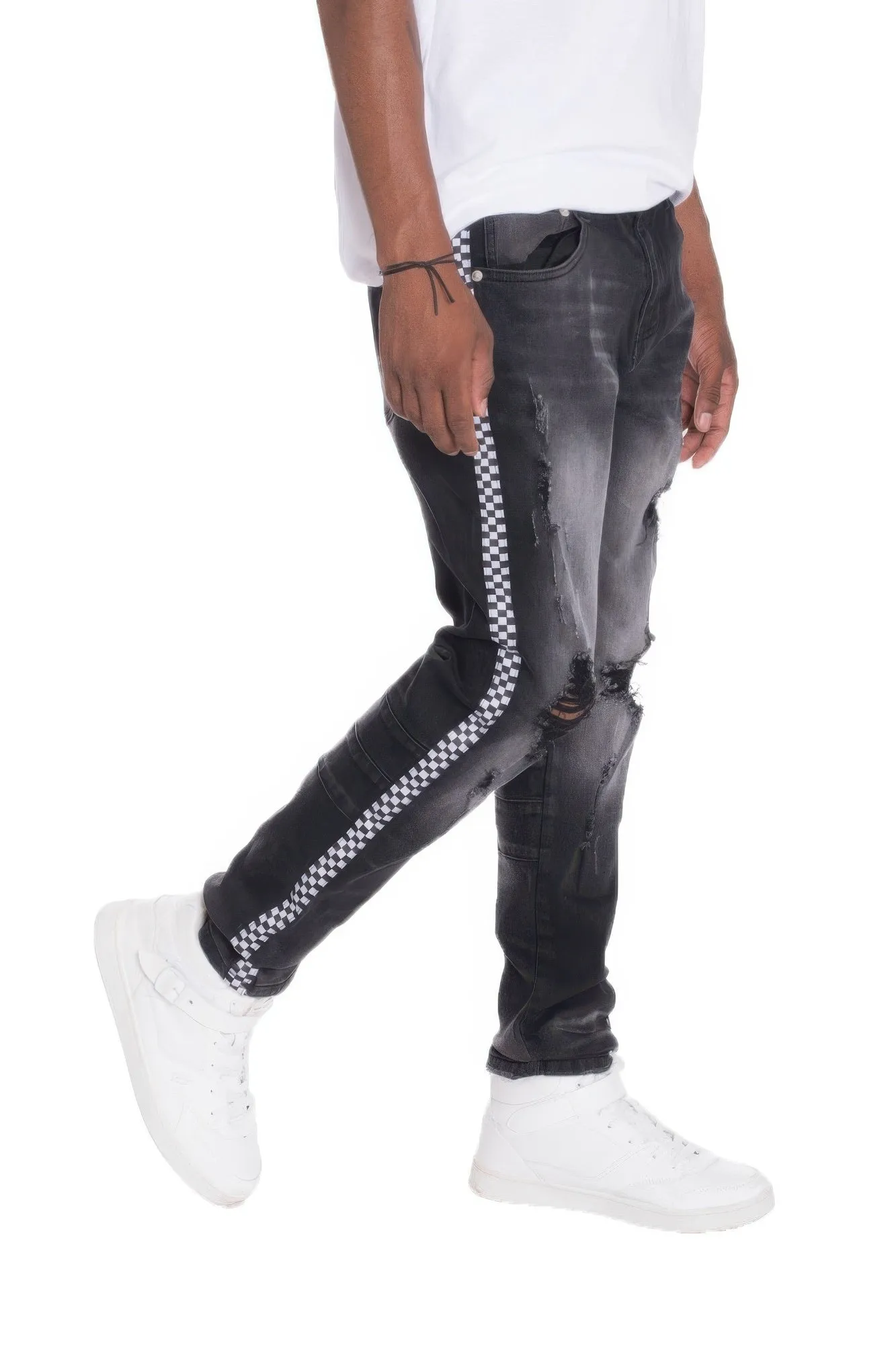 Distressed Denim Checkered Tape sold by Unique Kulture product image thumbnail 5