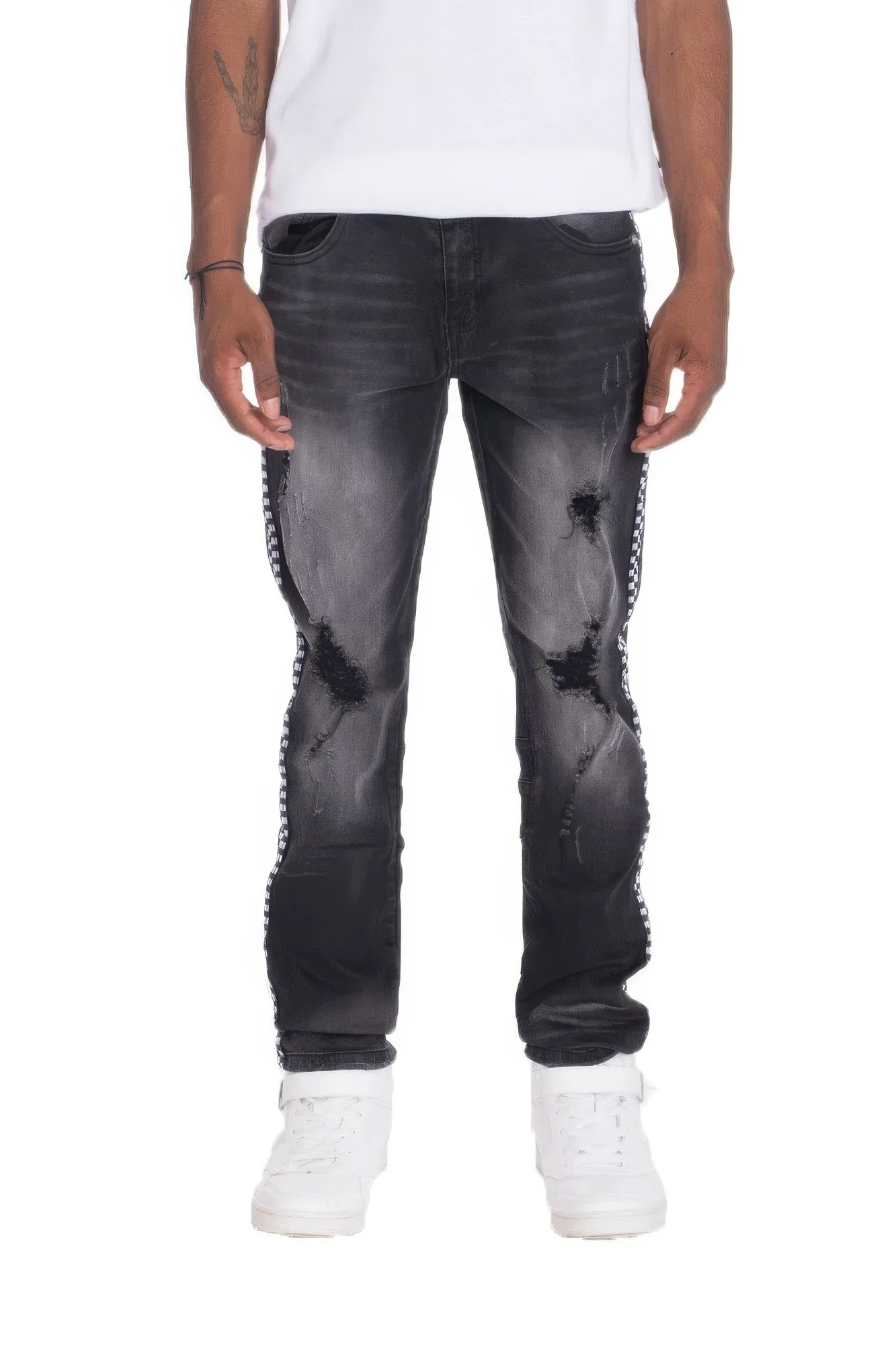 Distressed Denim Checkered Tape sold by Unique Kulture product image thumbnail 4