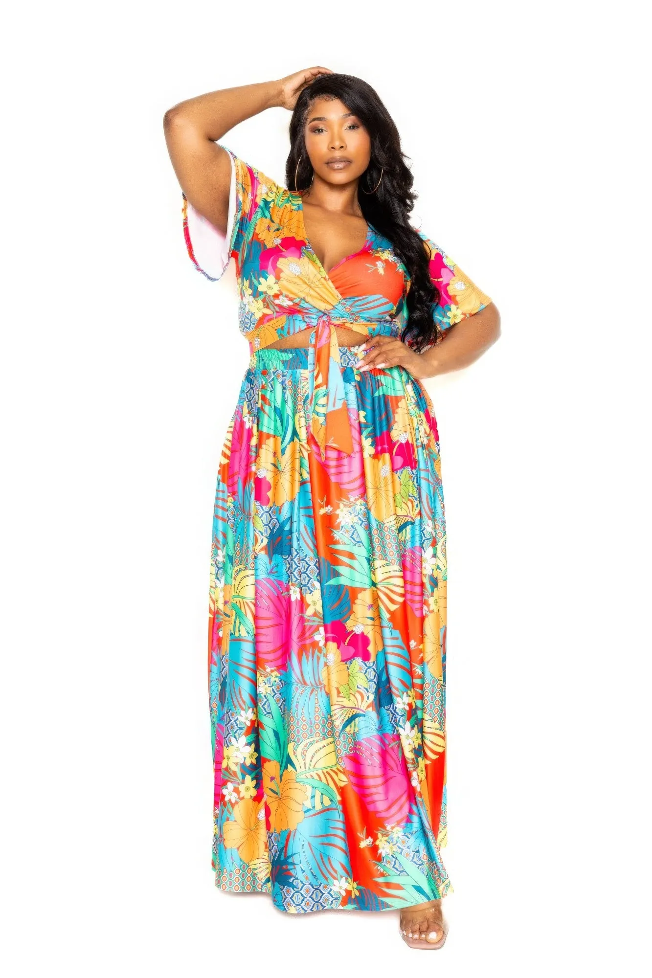 Tropical floral maxi skirt & top set sold by Unique Kulture product image thumbnail 2