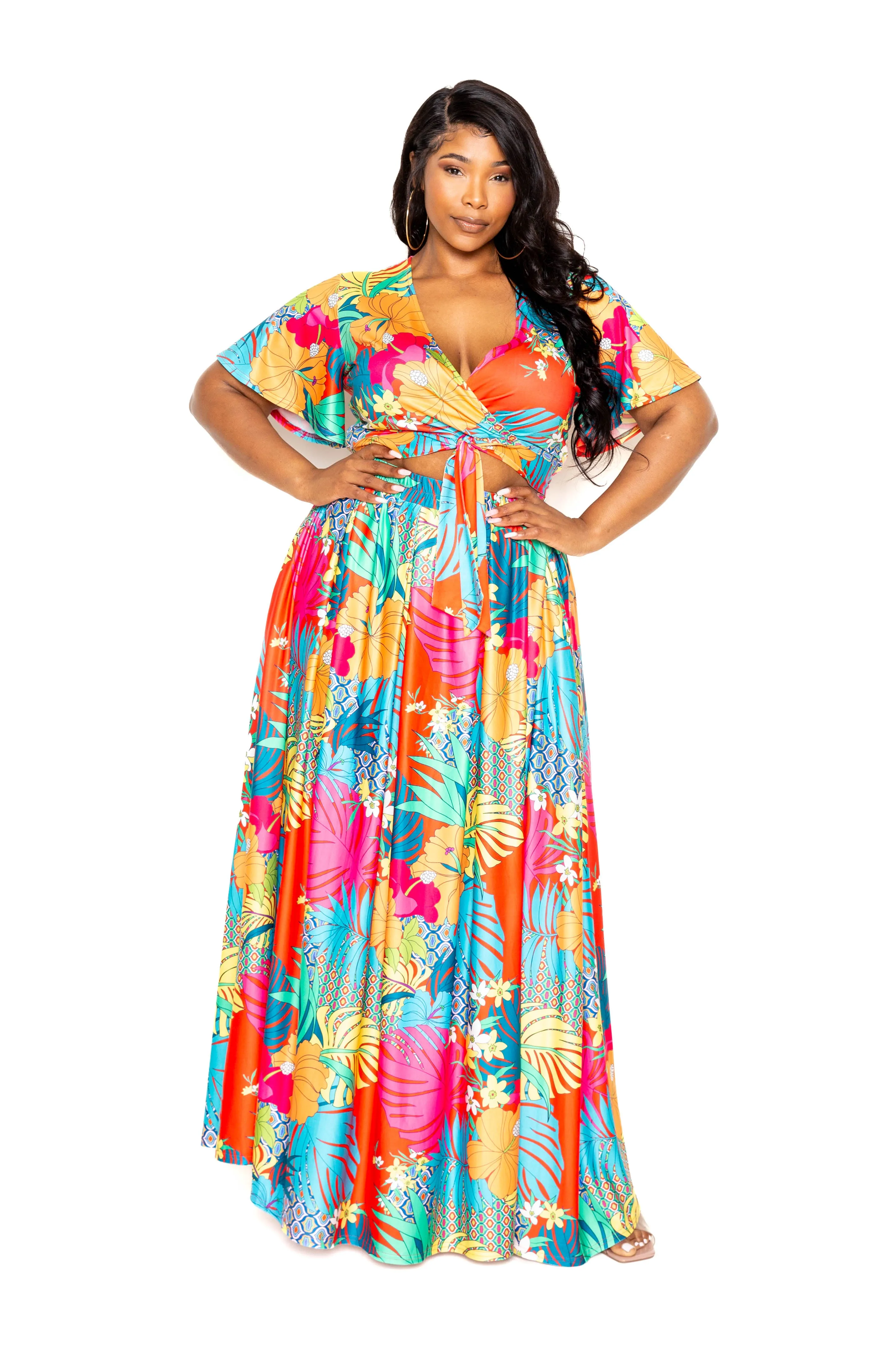 Tropical floral maxi skirt & top set sold by Unique Kulture product image thumbnail 4