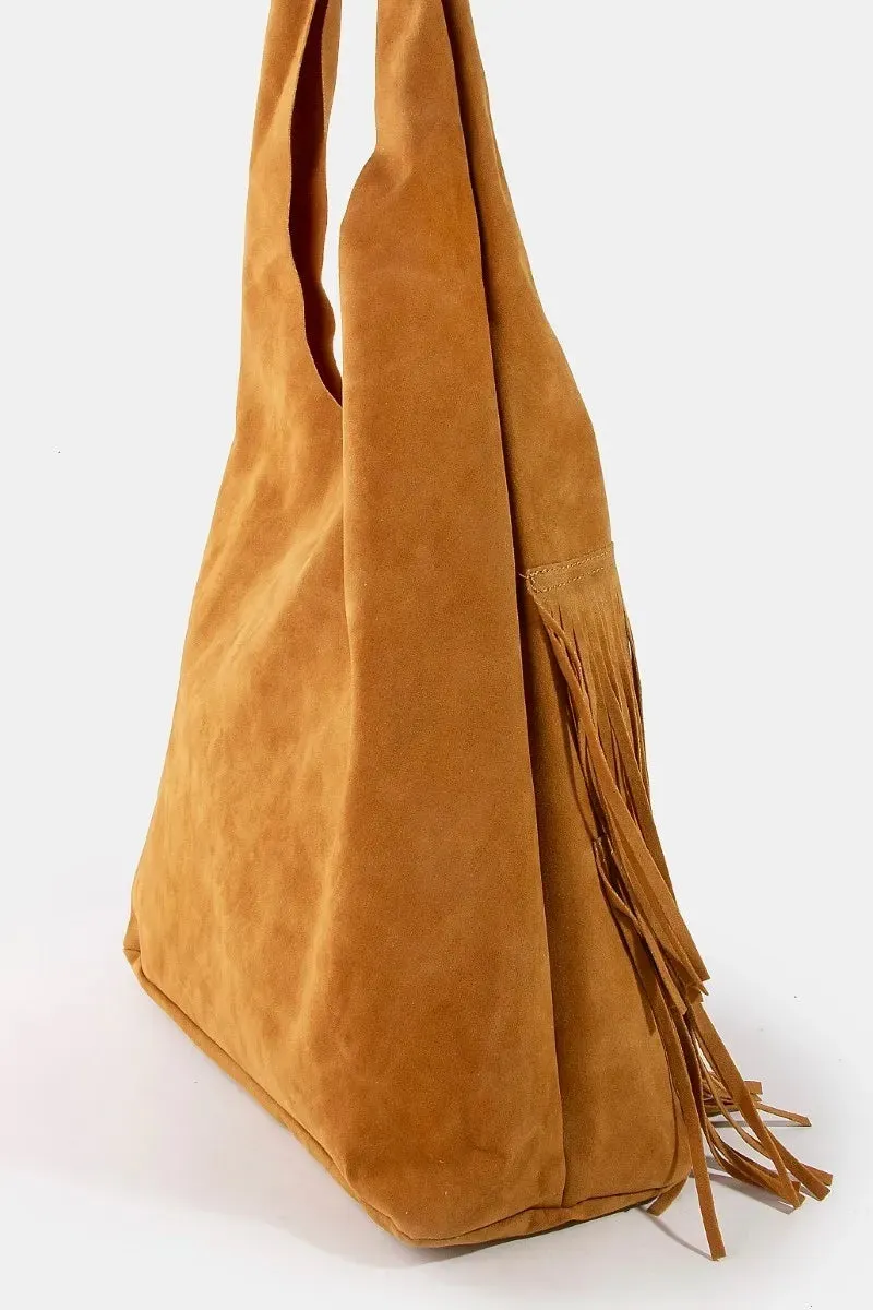 Fame Layered Fringe Detail Suede Hobo Bag sold by Unique Kulture product image thumbnail 2