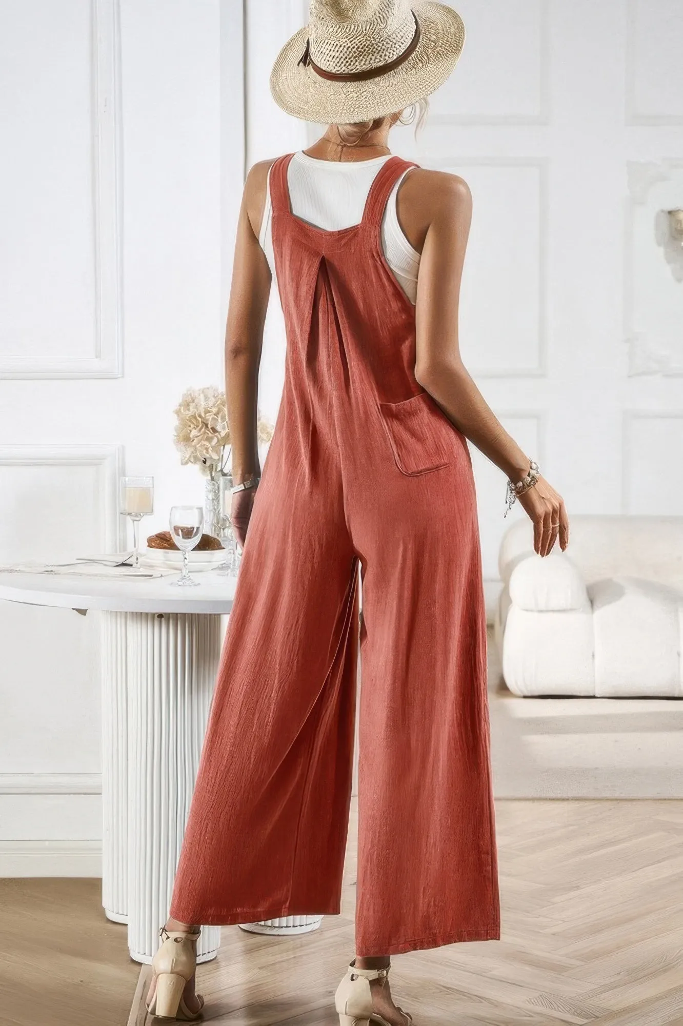 Button Detail Wide Leg Overall Pockets Jumpsuit sold by Unique Kulture product image thumbnail 5