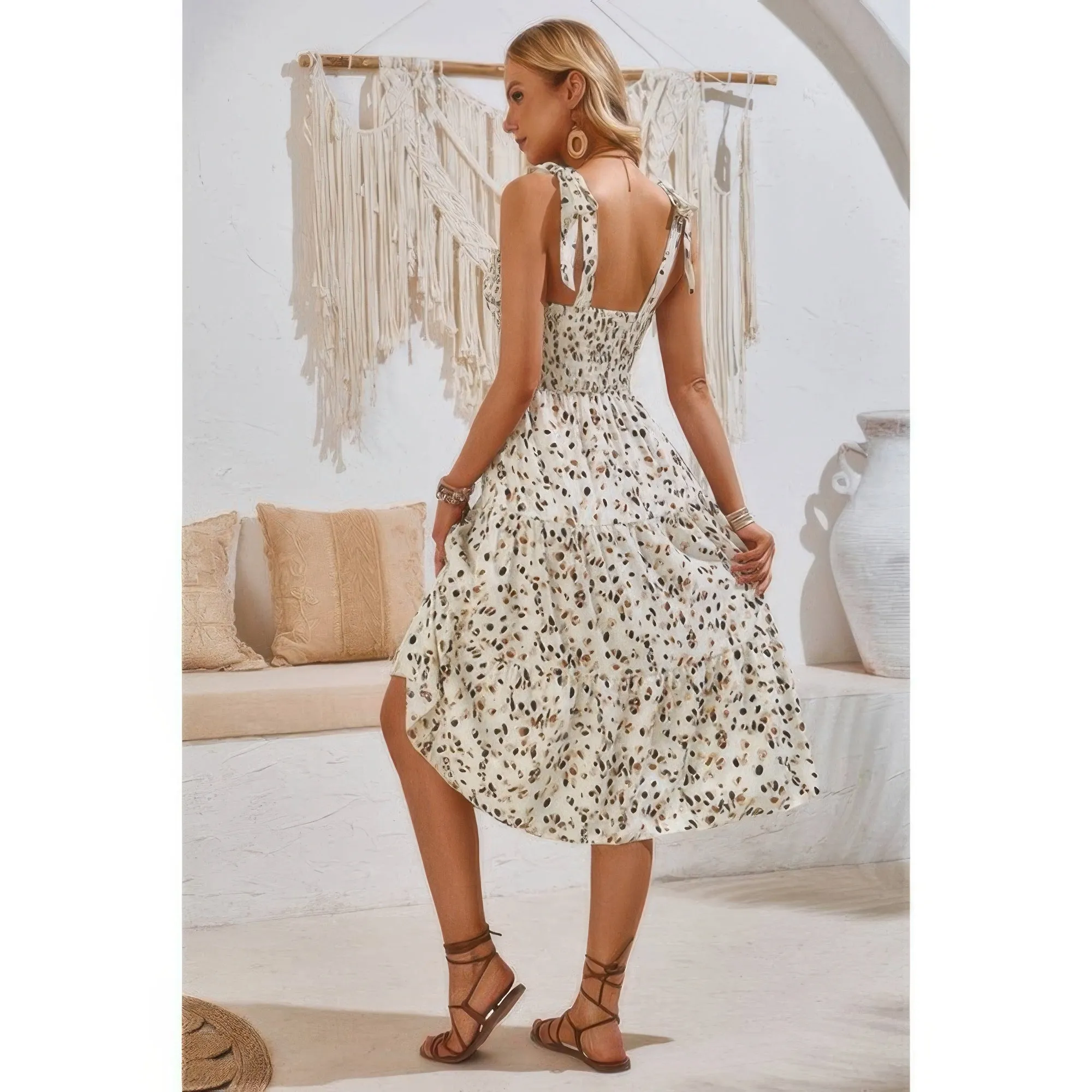 Square Neck Leopard Cut Out Elastic Waist Dress sold by Unique Kulture product image thumbnail 5