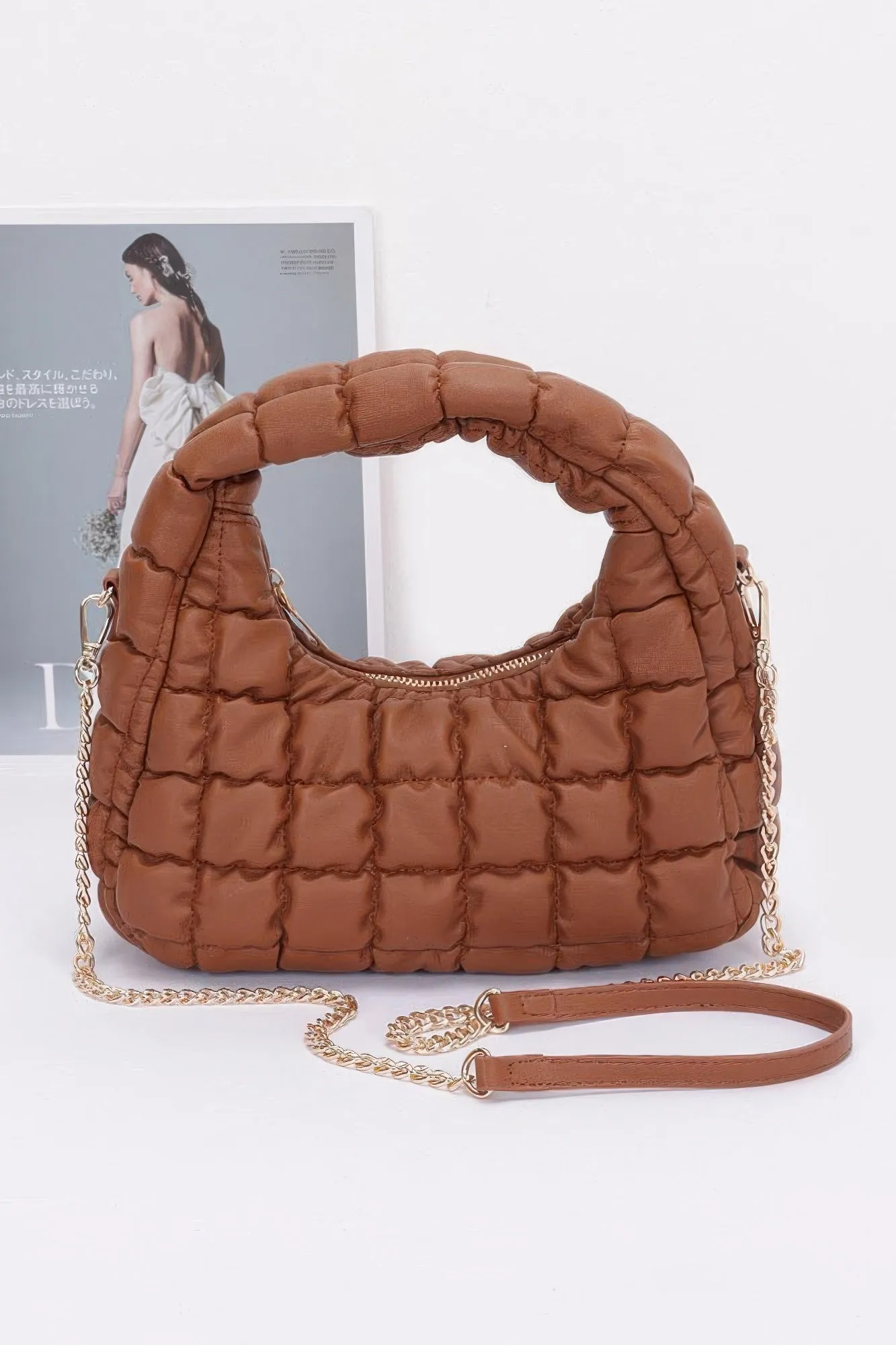 Quilted Faux Leather Padded Hobo Bag sold by Unique Kulture
