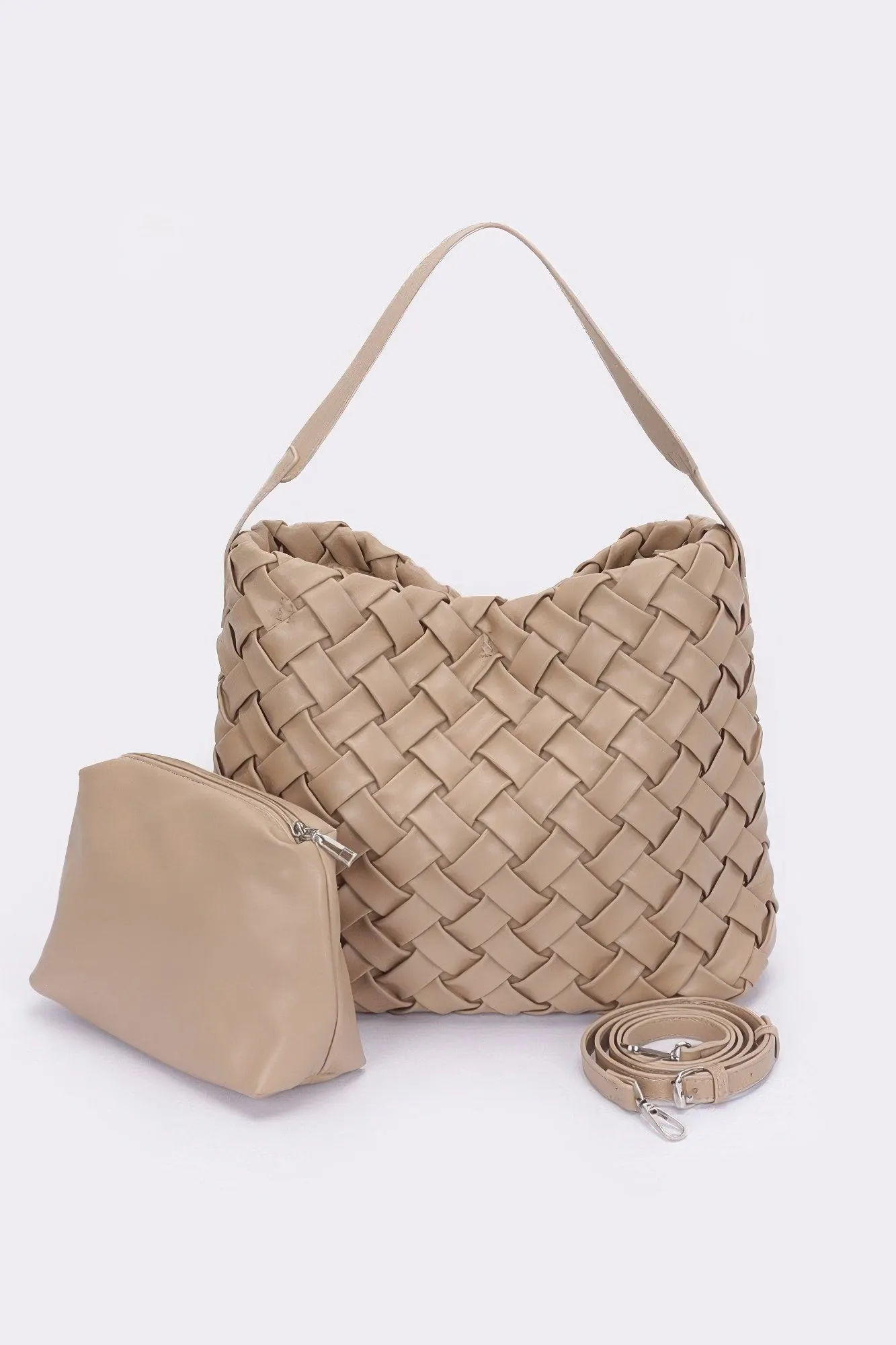 Faux Leather Braided Embossed Hobo Bag sold by Unique Kulture