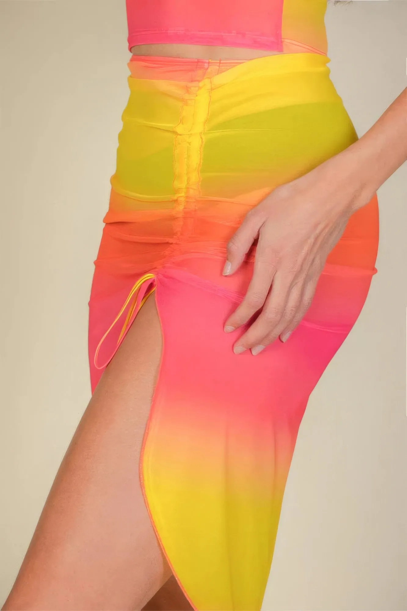 Sexy Sheer Mesh Drawstring Ruched Skirt sold by Unique Kulture product image thumbnail 3