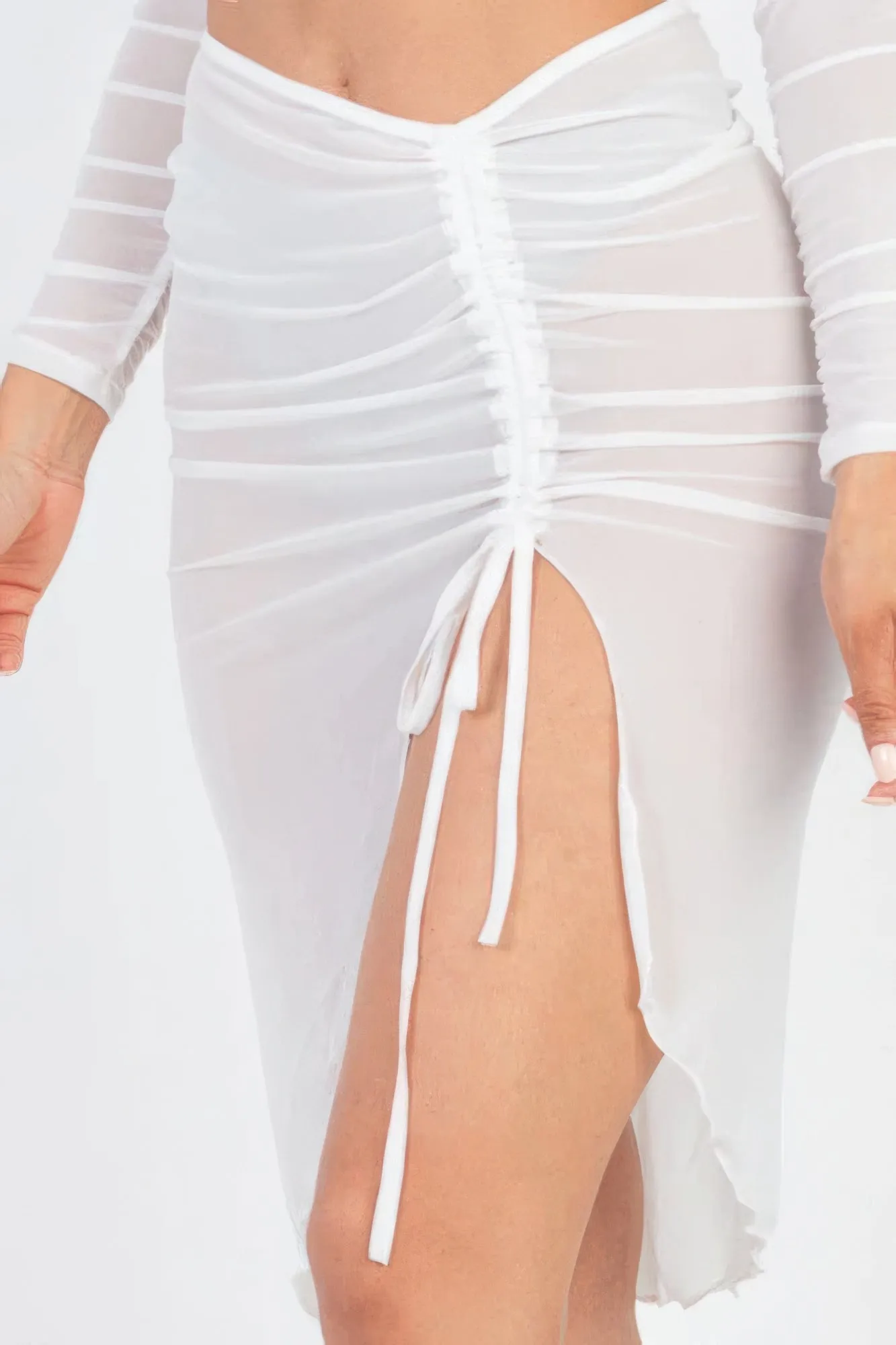 Sexy Sheer Mesh Drawstring Ruched Skirt sold by Unique Kulture product image thumbnail 4