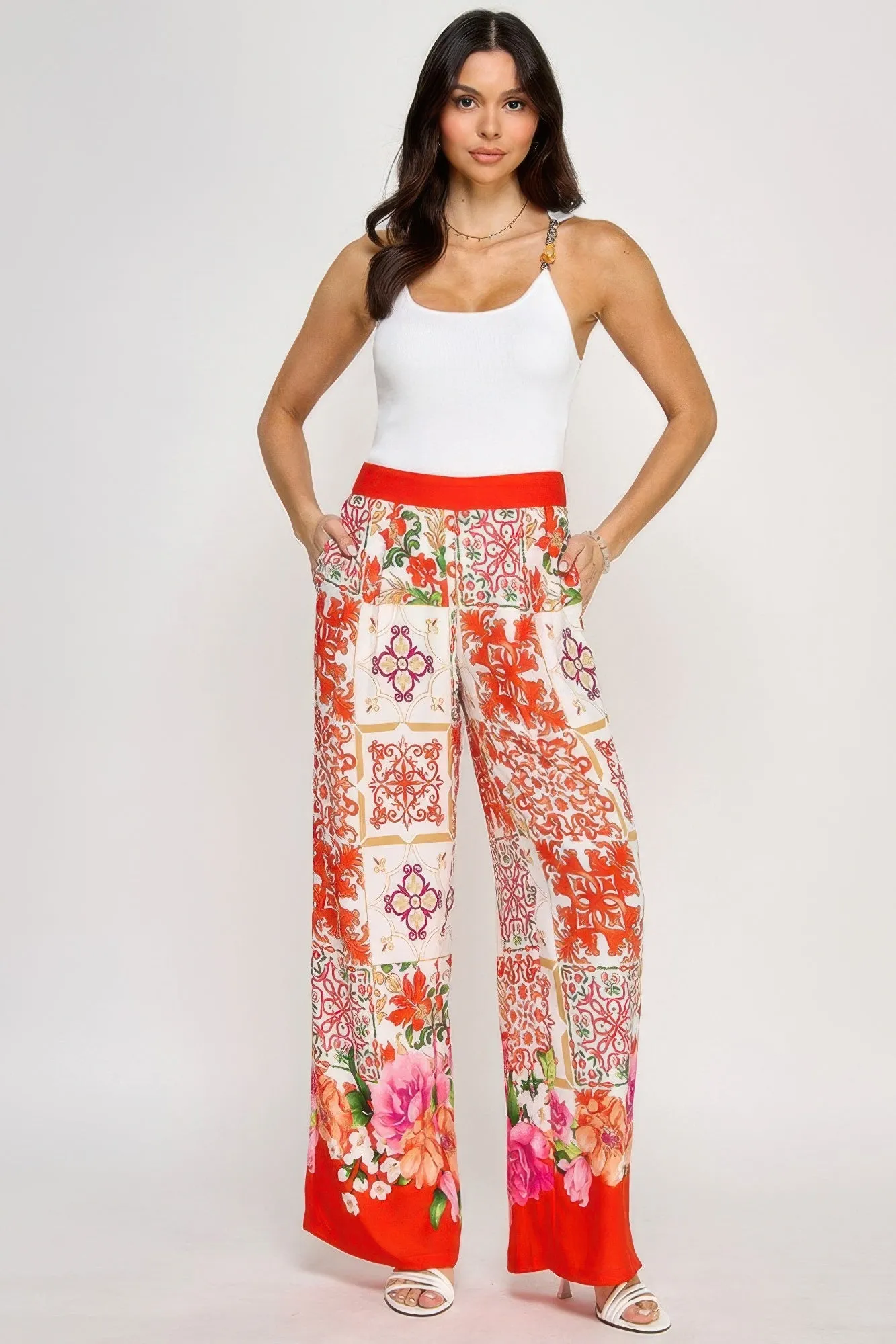 Printed Wide Leg Pants With Elastic Back sold by Unique Kulture product image thumbnail 2