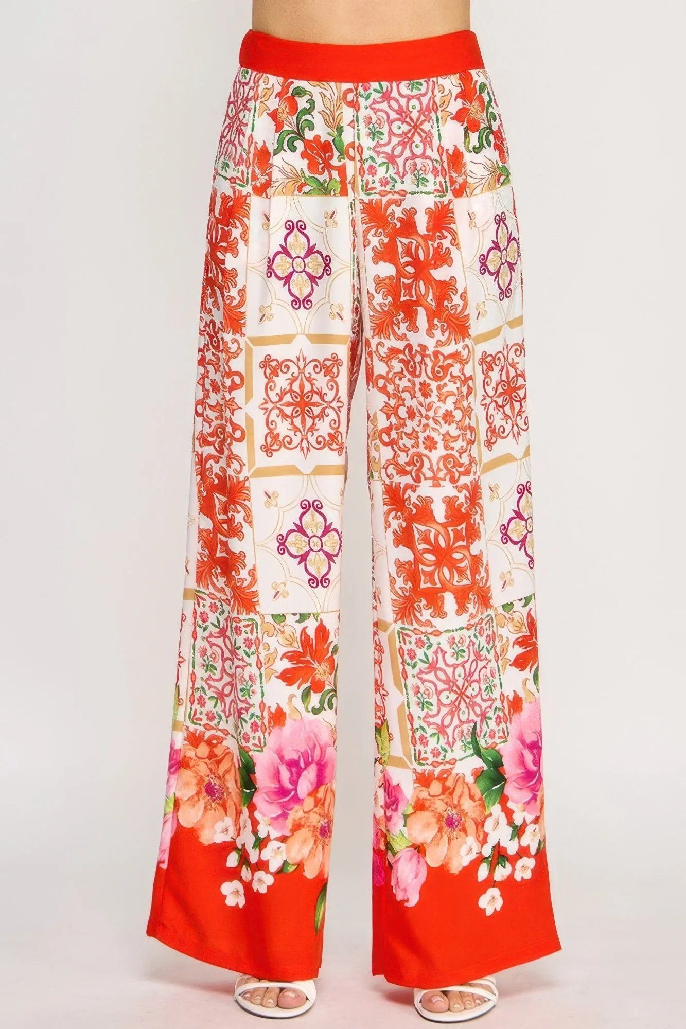 Printed Wide Leg Pants With Elastic Back sold by Unique Kulture