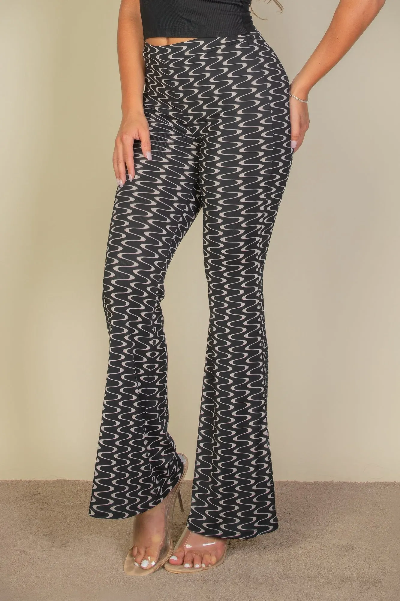 Wavy Print High Waist Flare Pants sold by Unique Kulture product image thumbnail 5
