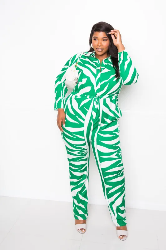 Button Up Long Sleeve Jumpsuit sold by Unique Kulture