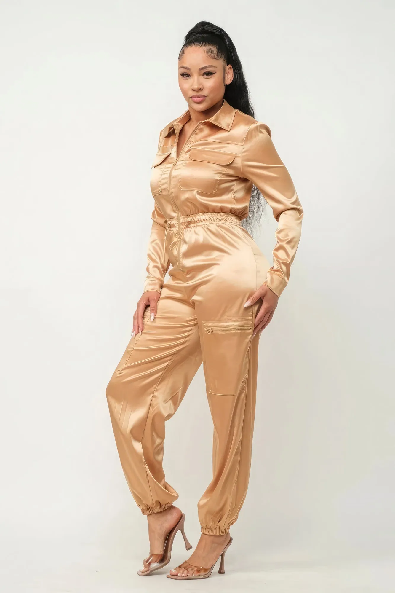 Front Zipper Pockets Top And Pants Jumpsuit sold by Unique Kulture product image thumbnail 3