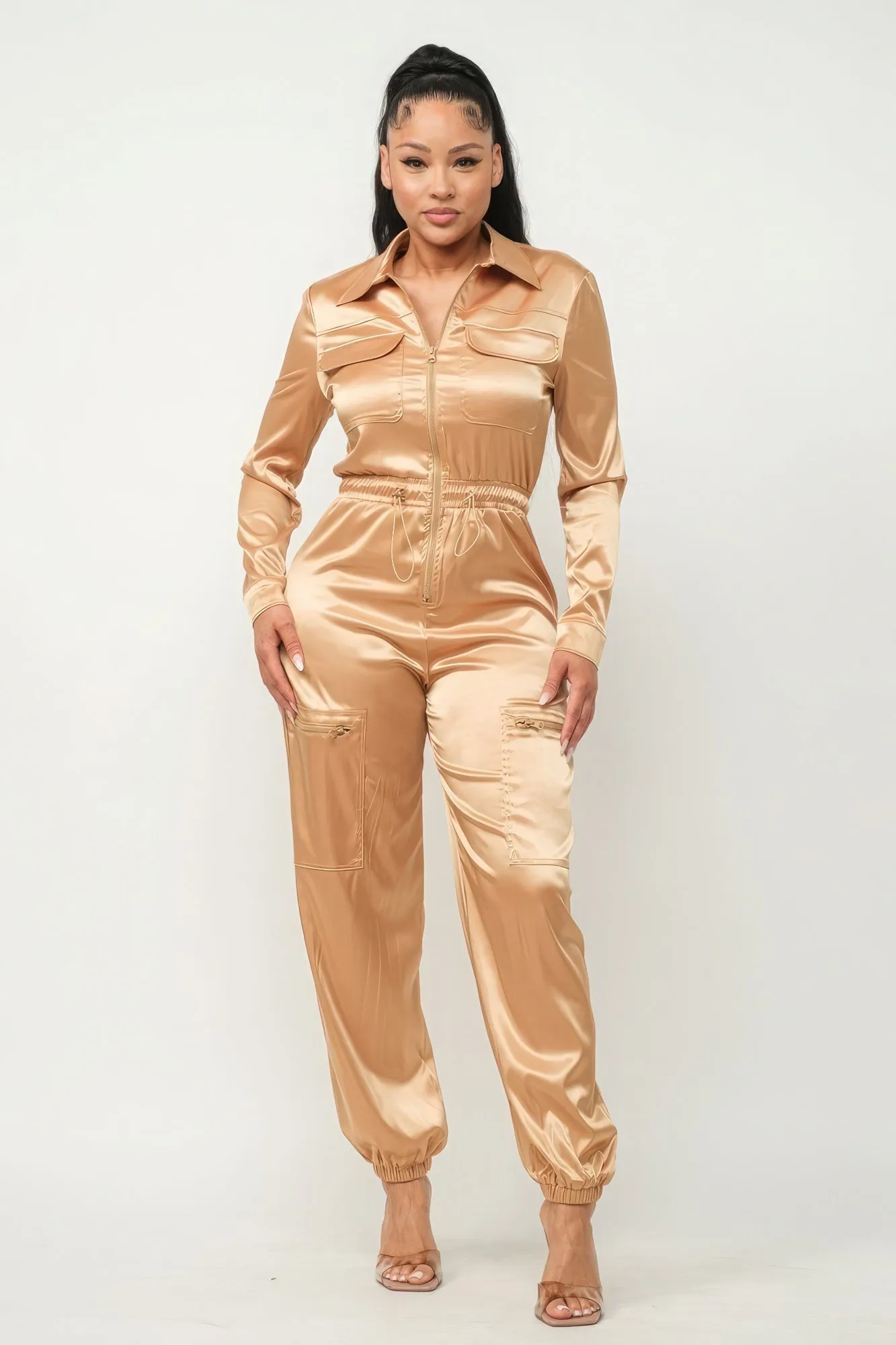 Front Zipper Pockets Top And Pants Jumpsuit sold by Unique Kulture product image thumbnail 2