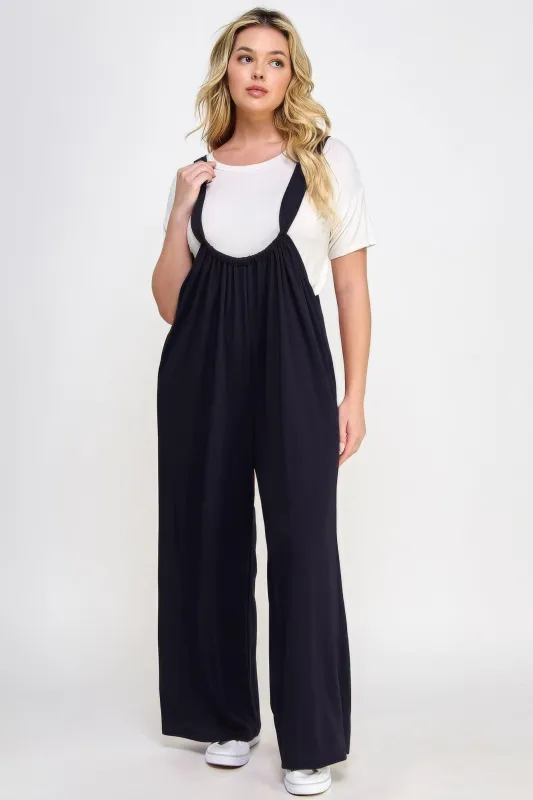 French Terry Wide Leg Jumpsuit Overalls sold by Unique Kulture