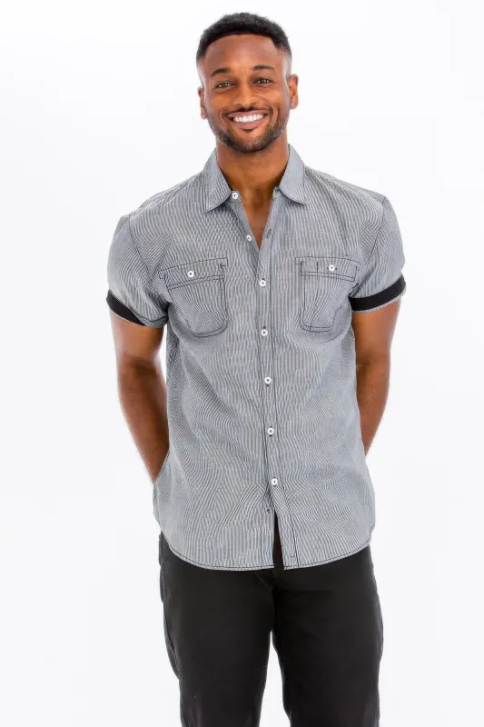 Men's Casual Short Sleeve Solid Shirts sold by Unique Kulture