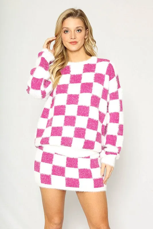 Luxury Fuzzy Checkered Sweater – Unique Kulture made by Unique Kulture
