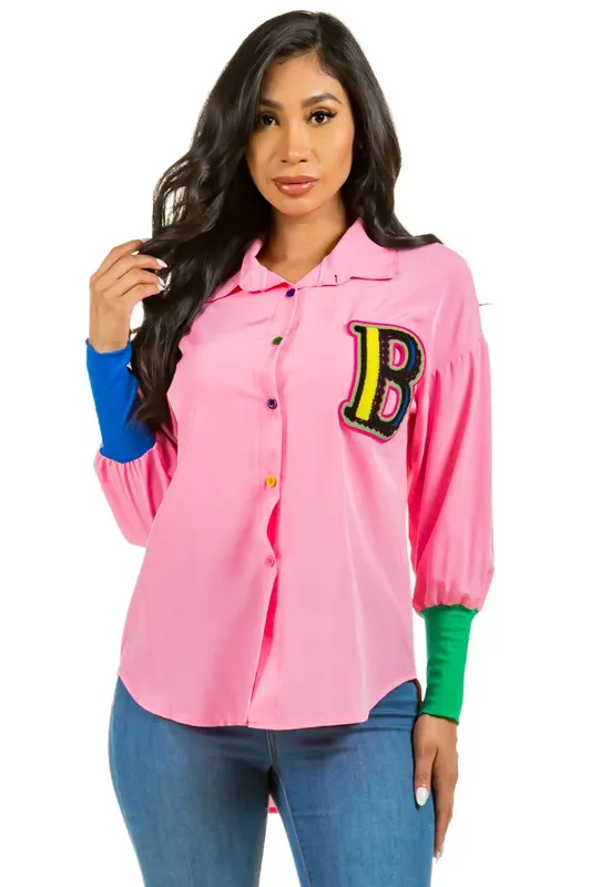 Luxury Sexy Fashion Top – Long Sleeve, Color Button, High-Low Hem | Unique Kulture sold by Unique Kulture