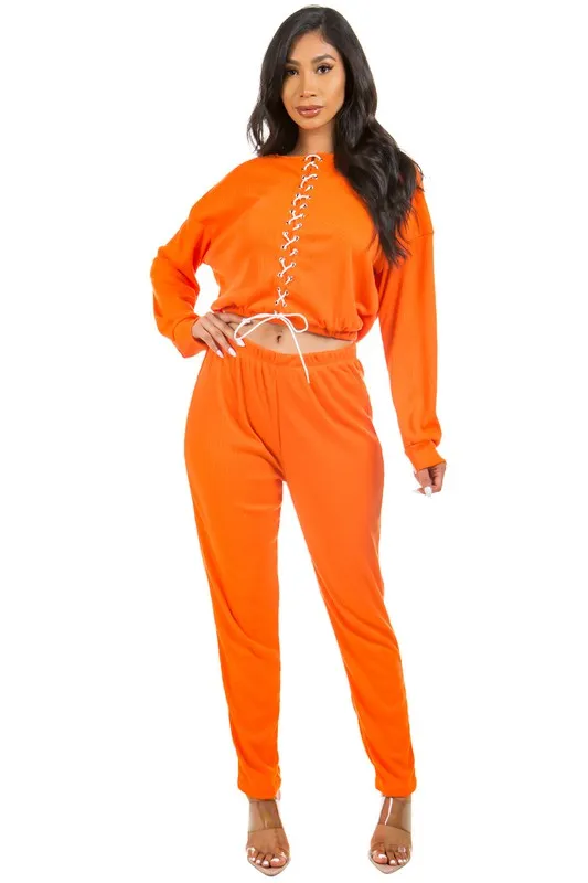 Luxury Two Piece Pant Set – Multi-Strip Top & Elastic Waist Pants | Unique Kulture sold by Unique Kulture