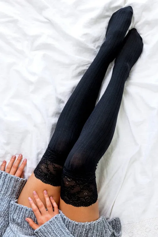Lace Topped Over the Knee Socks sold by Unique Kulture product image thumbnail 2