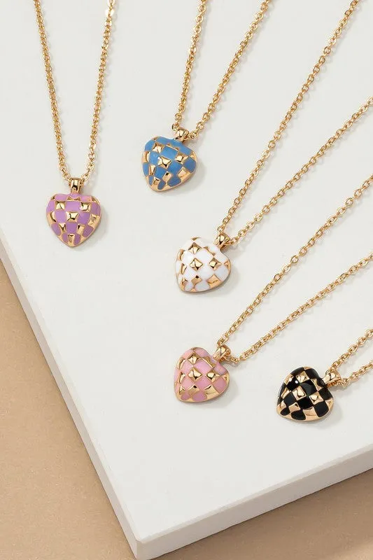 Unique Kulture Checker Heart Pendant Necklace – Trendy Statement Jewelry made by Unique Kulture