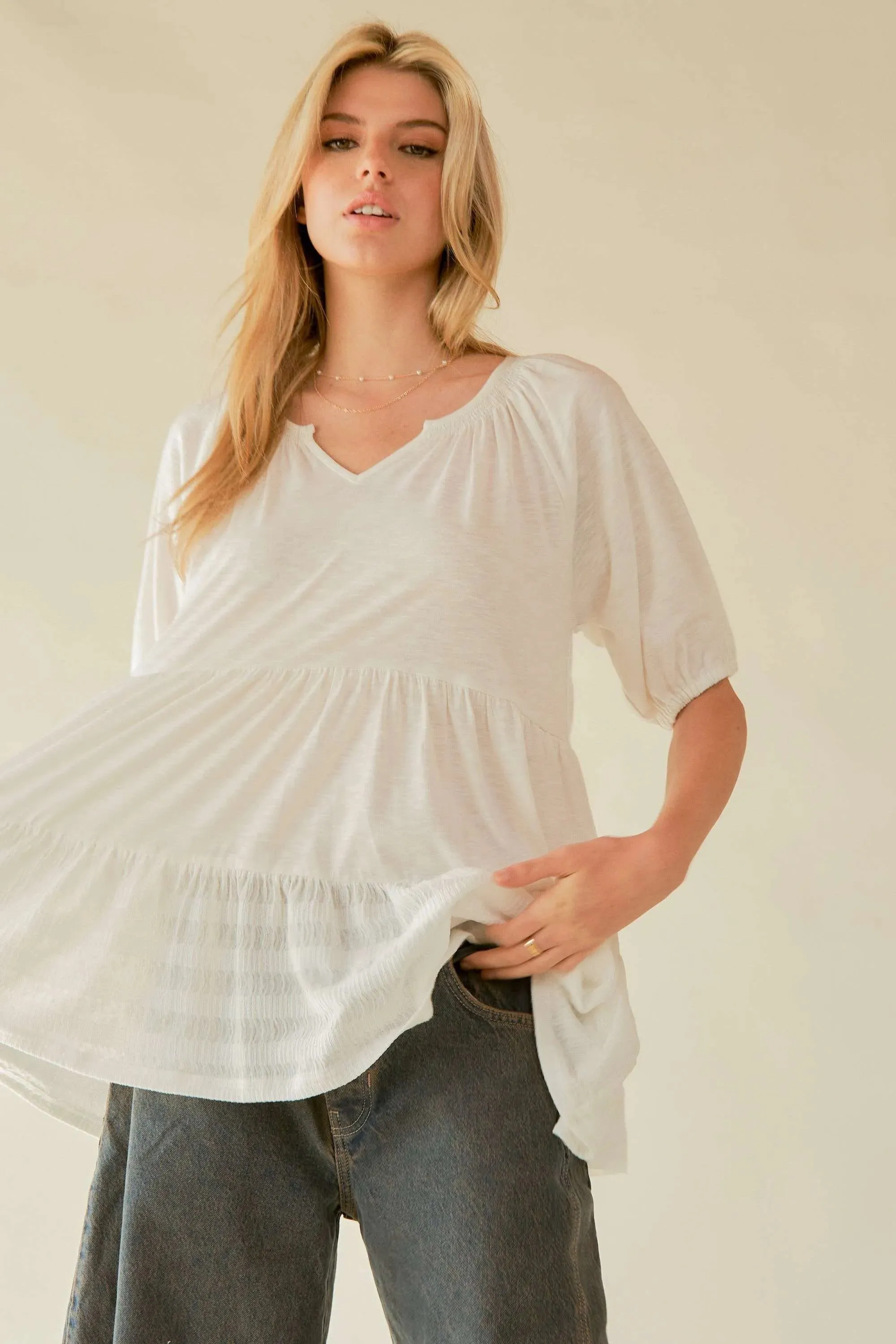 Unique Kulture Eco-Friendly V-Neck Tiered Blouse - Breathable Comfort sold by Unique Kulture product image thumbnail 2