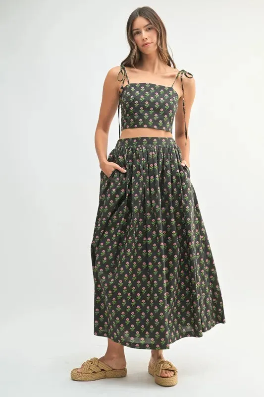 MABLE Floral Crop Top and Skirt Set sold by Unique Kulture
