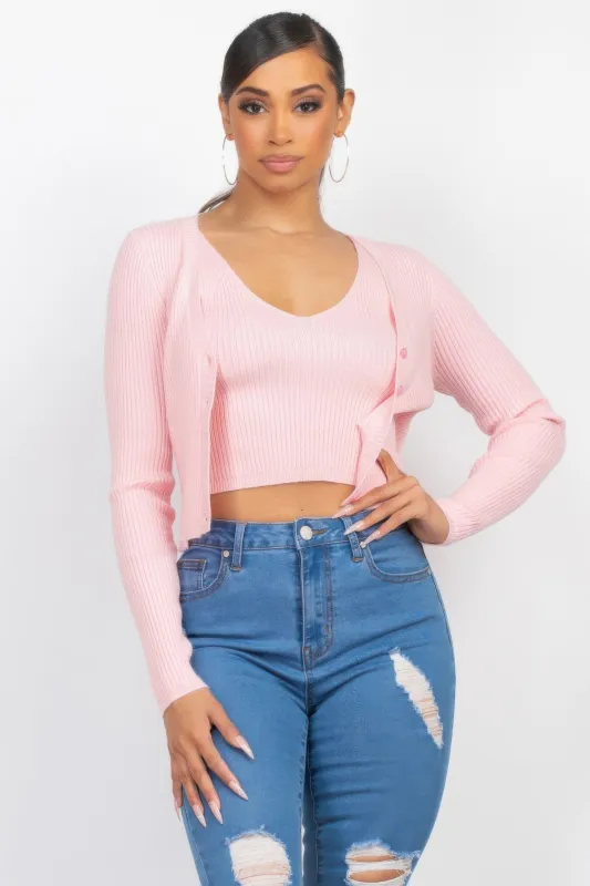 Crop Tank Top & Cardigan Sweater Set sold by Unique Kulture