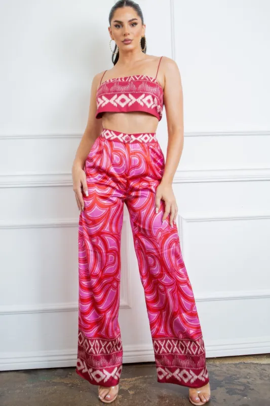 Bra Top And Wide Leg Pants Set made by C.C