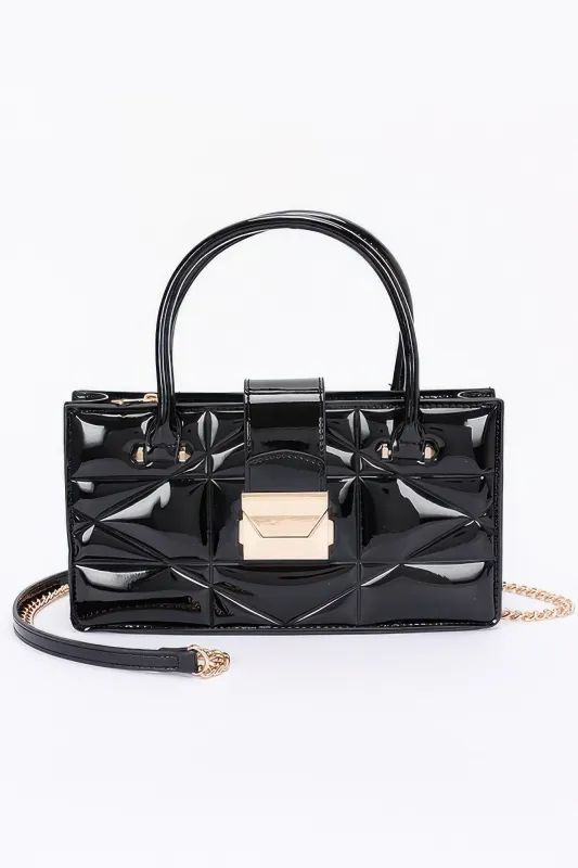 Embossed Enamel Handle Clutch sold by Unique Kulture