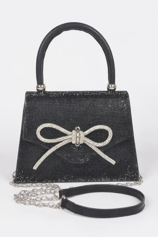 Rhinestone Ribbon Top Handle Bag sold by Unique Kulture