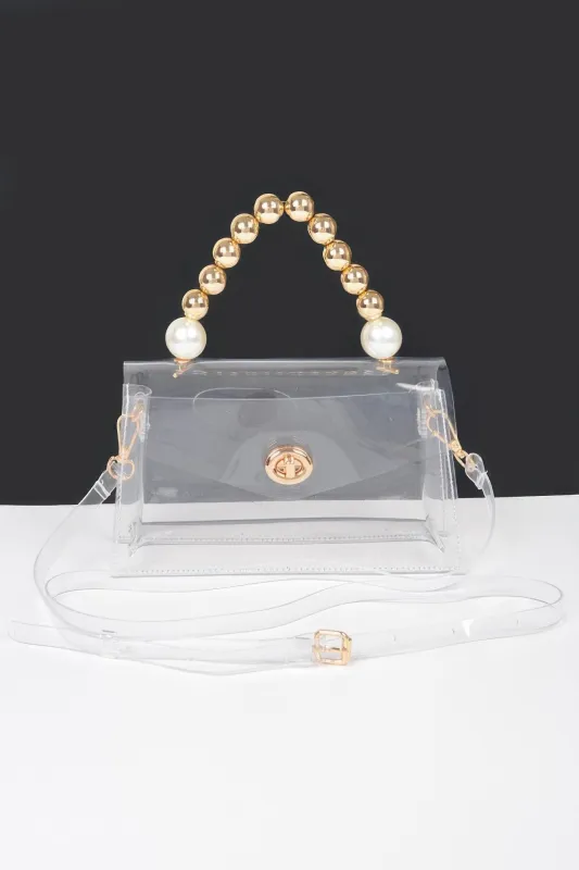 Transparent Ccb Handle Flap Clutch made by C.C