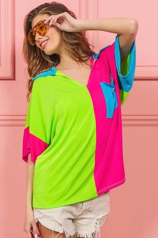 BiBi Slinky Knit Color Block V Neck Front Top sold by Unique Kulture product image thumbnail 4