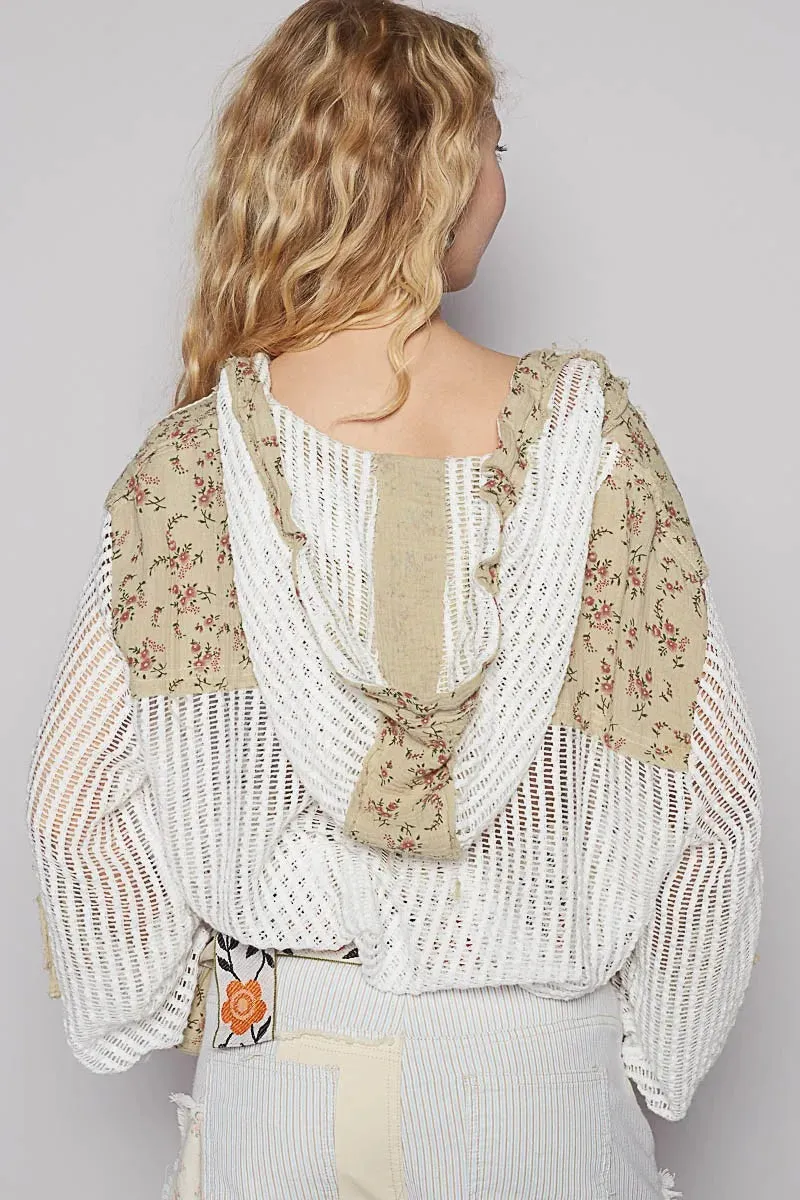 POL Vintage Washed Crochet Patchwork Hoodie Jacket – Women’s Boho Layered Outerwear | Unique Kulture sold by Unique Kulture product image thumbnail 3