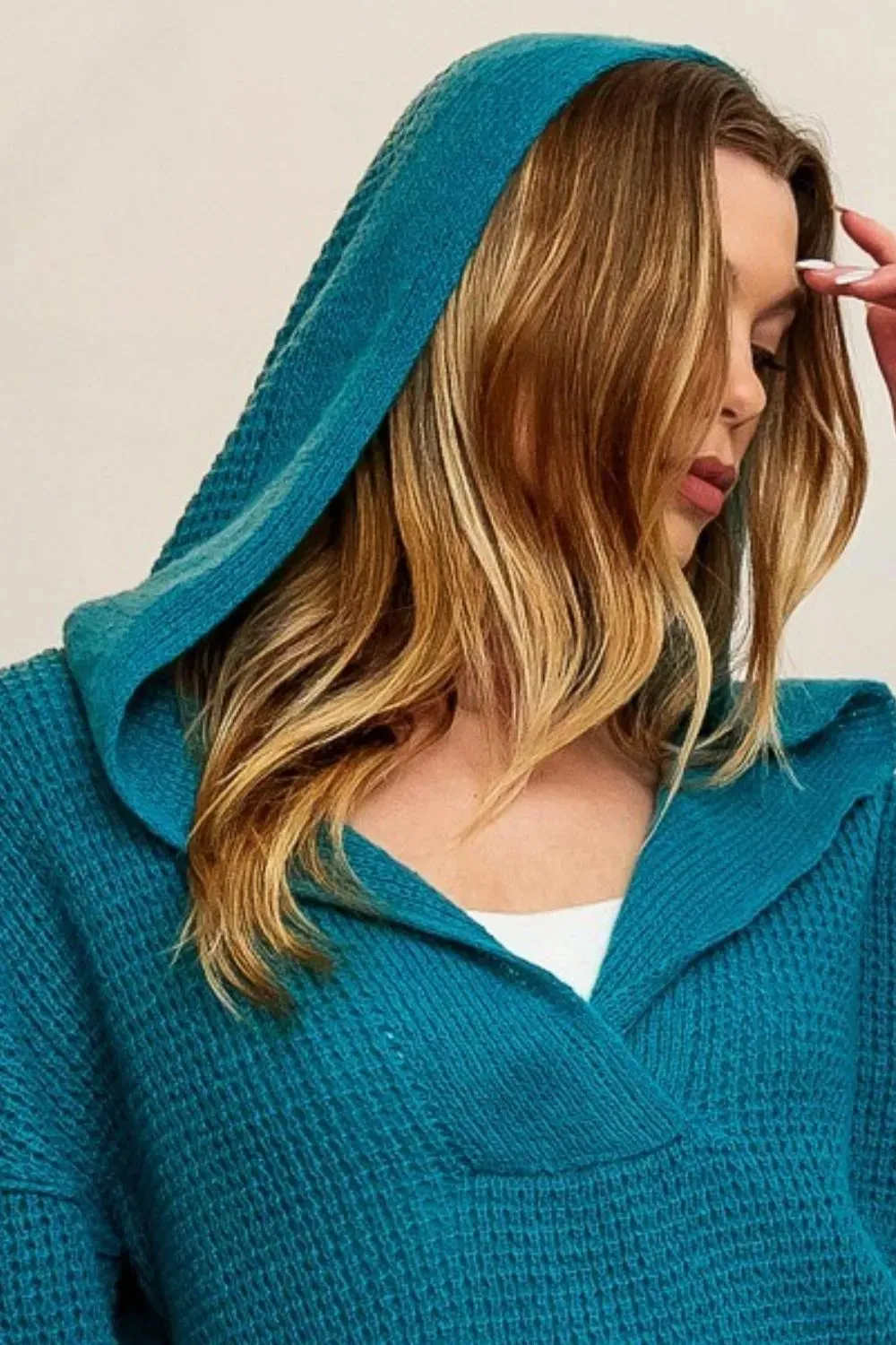BiBi Raw Edge Detail V-Neck Sweater Hoodie sold by Unique Kulture product image thumbnail 3