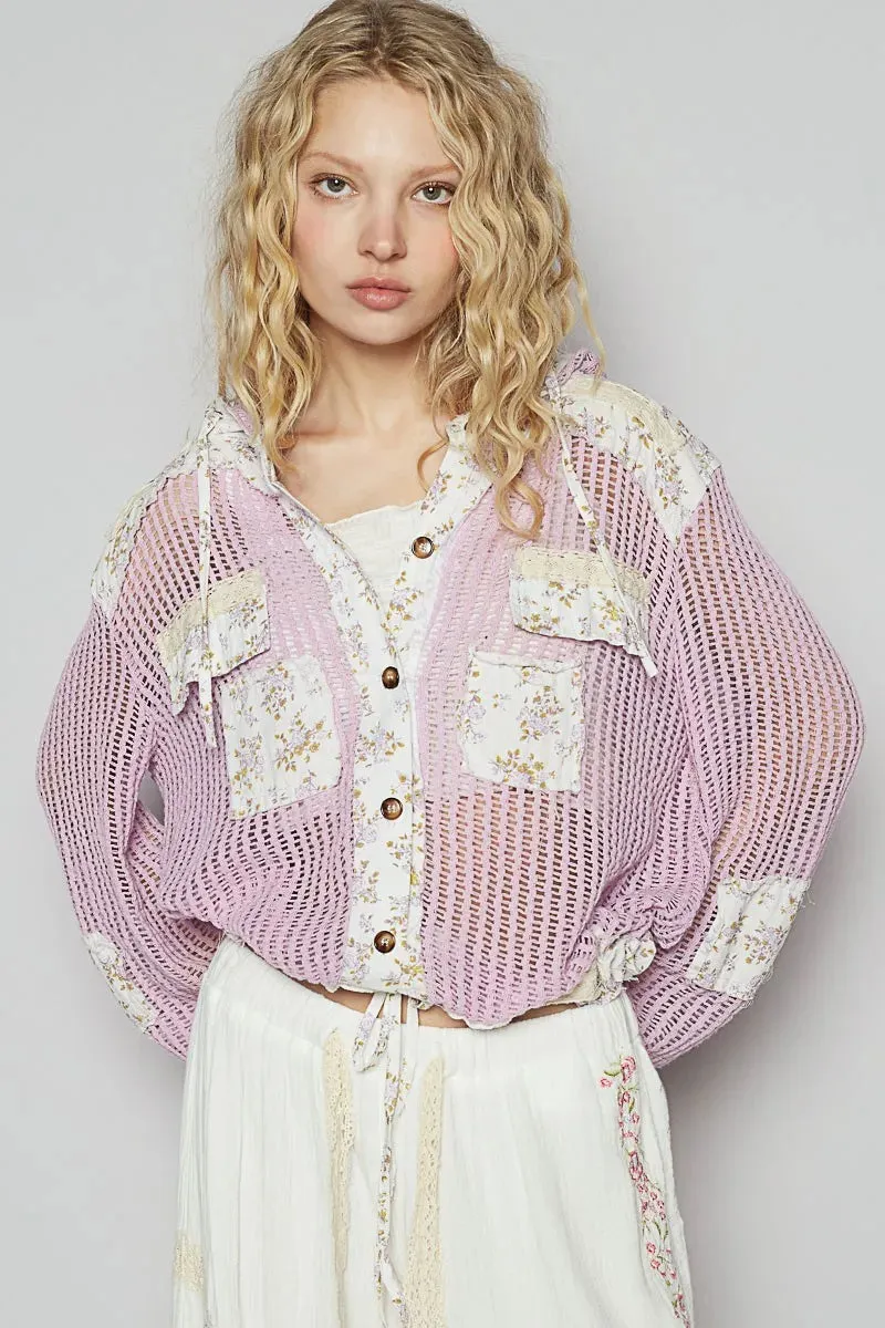 POL Vintage Washed Crochet Hoodie Jacket With Patchwork sold by Unique Kulture product image thumbnail 2