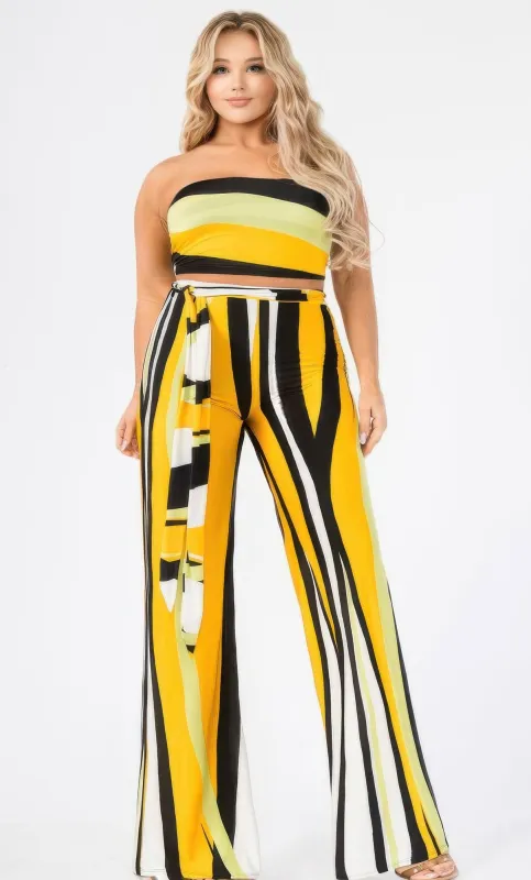 Plus Colorblock Stripe 2 Piece Pants Set sold by Unique Kulture