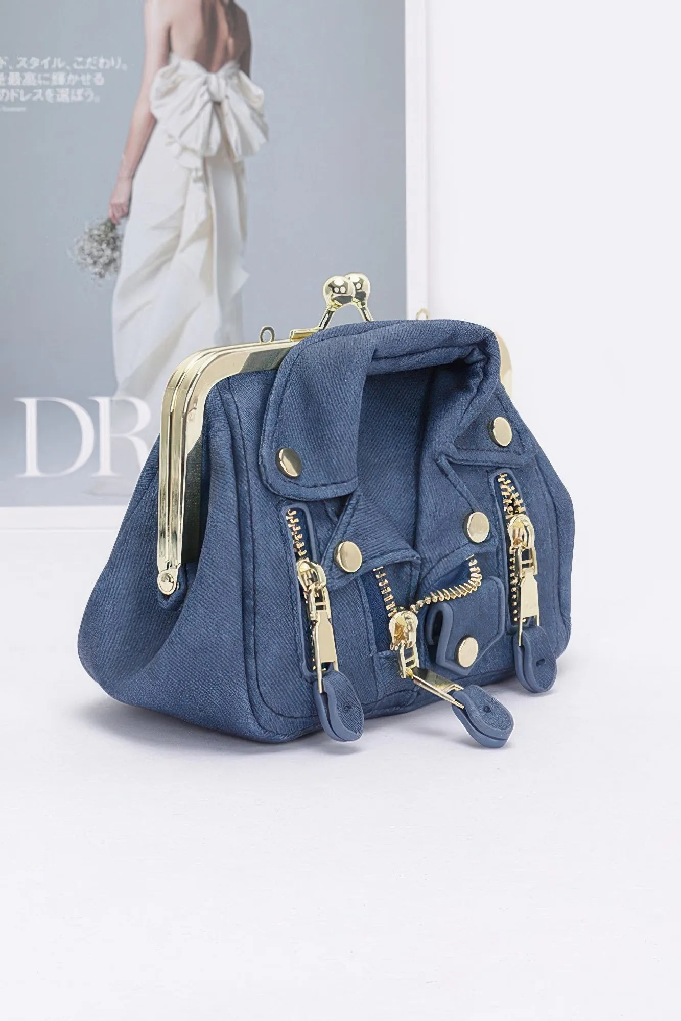 Faux Denim Leather Jacket Style Crossbody Bag sold by Unique Kulture product image thumbnail 2